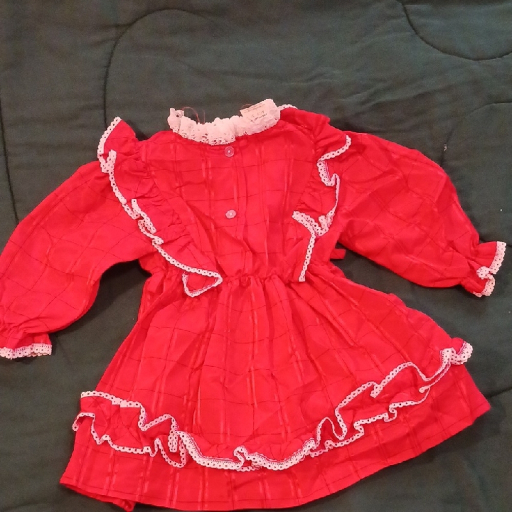 Red Ruffled Baby Dress - Picture 7 of 8